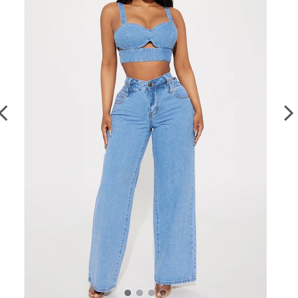 Jean top and flare bottoms